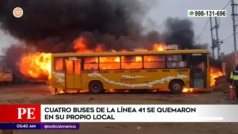 Ventanilla: Cuatro buses de la línea 41 se quemaron en su propio local