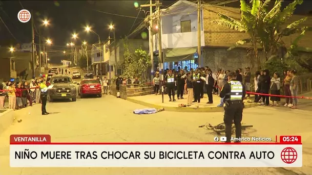 Niño de 12 años muere tras chocar su bicicleta contra auto en Ventanilla. Foto: América Noticias Niño de 12 años muere tras chocar su bicicleta contra auto en Ventanilla. Foto: América Noticias
