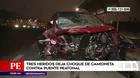 Ventanilla: Tres heridos deja choque de camioneta contra puente peatonal