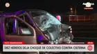 VES: Choque de miniván contra cisterna en Panamericana Sur