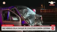 VES: Choque de miniván contra cisterna en Panamericana Sur