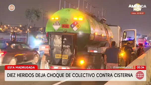 Diez heridos deja choque de una minivan colectivo contra cisterna en la Panamericana Sur. Foto: América Noticias