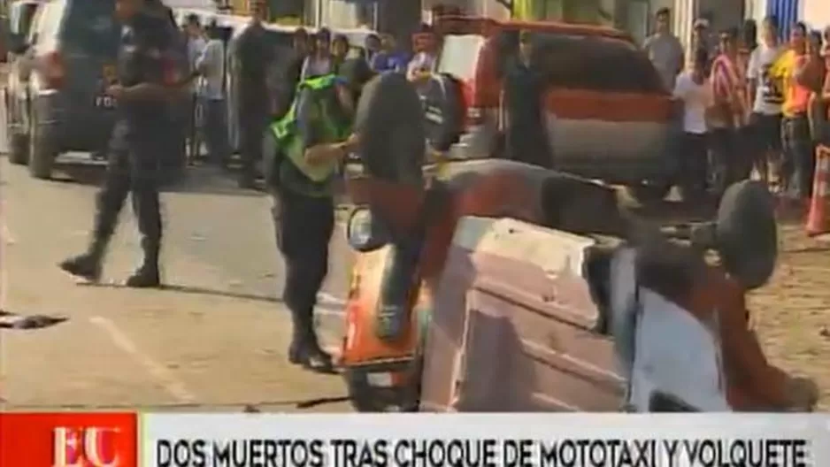 Chofer del volquete permanece detenido mientras se inician las investigaciones. Foto: captura de TV