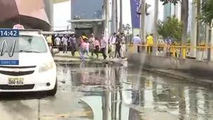 Tubería colapsó a la altura de la estación Javier Prado del Metropolitano (Foto: Captura Canal N)