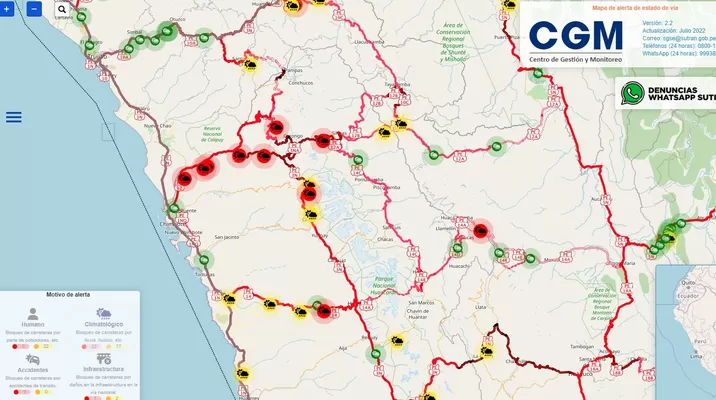 Ante este bloqueo de la carretera Central y para evitar que los transportistas / Fotocaptura: Sutran Ante este bloqueo de la carretera Central y para evitar que los transportistas / Fotocaptura: Sutran