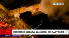 La Victoria: Incendio consumió almacen de cartones