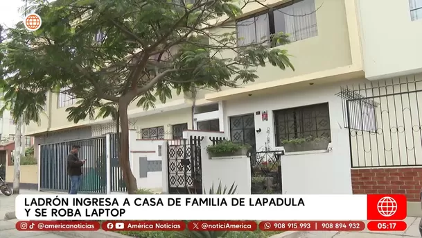 Ladrón ingresa a casa de familia de Lapadula y roba laptop en La Victoria. Foto: América Noticias
