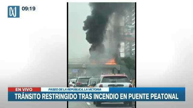 La Victoria: Controlan incendio en puente peatonal de Paseo de la República