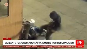 Vigilante es brutalmente golpeado por hombre encapuchado en Ate. Foto y video: América TV