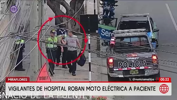 Vigilantes de hospital roban moto de paciente en Miraflores. Foto: América Noticias Vigilantes de hospital roban moto de paciente en Miraflores. Foto: América Noticias