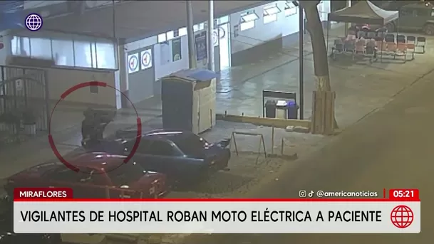 Vigilantes de hospital roban moto de paciente en Miraflores. Foto: América Noticias Vigilantes de hospital roban moto de paciente en Miraflores. Foto: América Noticias