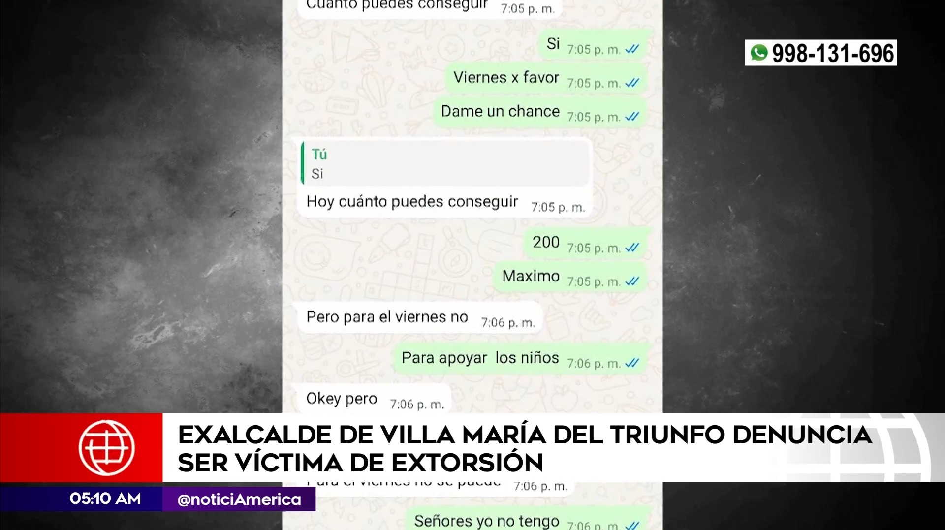 Exalcalde de Villa María del Triunfo sufre extorsiones. Foto: América Noticias