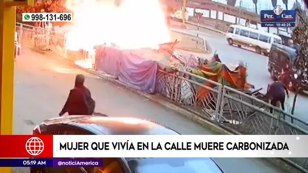 Mujer que vivía en la calle murió carbonizada en Villa María del Triunfo. Foto: América Noticias Mujer que vivía en la calle murió carbonizada en Villa María del Triunfo. Foto: América Noticias