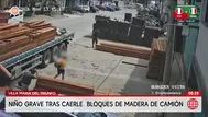 Villa María del Triunfo: Niño grave al caerle tablas de madera