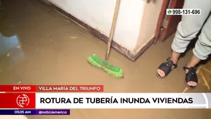 Rotura de tubería inunda viviendas en Villa María del Triunfo. Foto y video: América Noticias