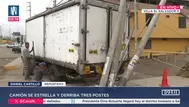 Villa El Salvador: Camión sin frenos tumbó postes y causó apagón