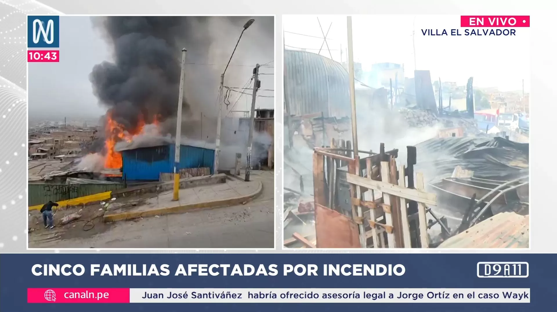 Incendio en Villa El Salvador. Foto: Canal N