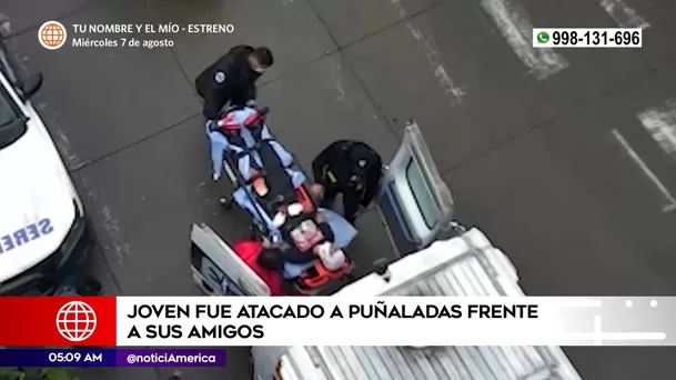 Joven atacado a puñaladas en Villa El Salvador. Foto: América Noticias Joven atacado a puñaladas en Villa El Salvador. Foto: América Noticias