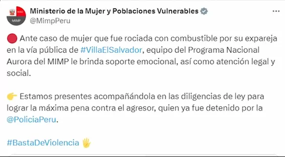 Comunicado Ministerio de la Mujer 