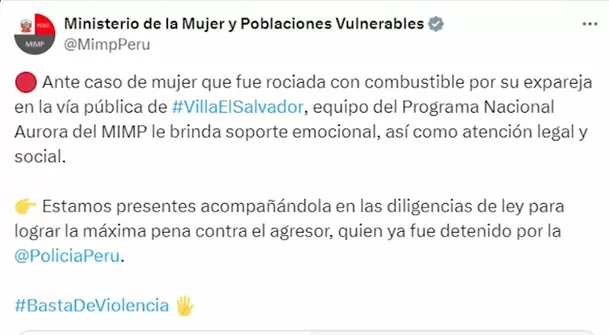 Comunicado Ministerio de la Mujer 