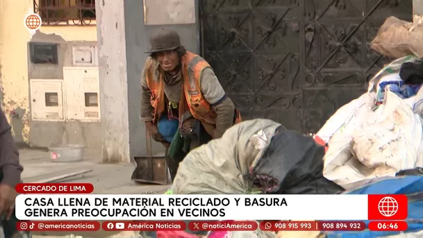 Casa llena de material reciclado y basura genera preocupación en vecinos del Cercado de Lima. Foto: América Noticias Casa llena de material reciclado y basura genera preocupación en vecinos del Cercado de Lima. Foto: América Noticias
