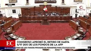 Congreso aprobó retiro de AFP. 