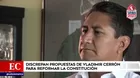 Vladimir Cerrón: Discrepan de sus propuestas para reformar la Constitución