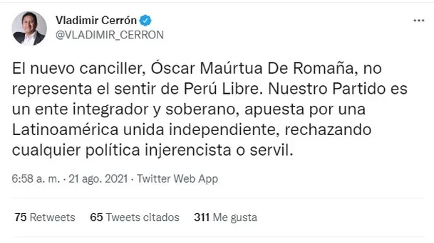 Fuente: @VLADIMIR_CERRON