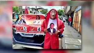 Vladimir Cerrón reapareció disfrazado en caravana de su partido. Foto y video: América Noticias