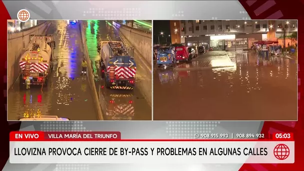 VMT: Aniego por llovizna obliga a cerrar bypass de Nueva Esperanza. Foto: América Noticias
