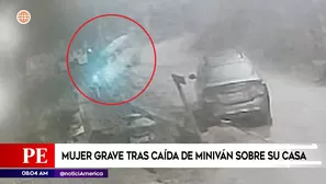 Momento en el que miniván cae sobre vivienda en Villa María del Triunfo. Foto y video: América Noticias