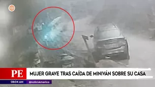 Momento en el que miniván cae sobre vivienda en Villa María del Triunfo. Foto y video: América Noticias