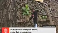 Gran número de personas en riesgo por posible caída de piedras ante emergencia. Foto: captura de TV