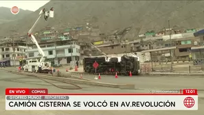 Volcadura de camión cisterna con gas genera alarma en Comas. Foto y video: América Noticias