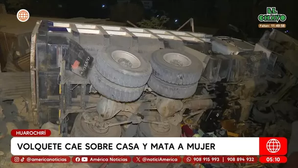 Volquete cae sobre casa y mata a mujer en Huarochirí. Foto: América Noticias