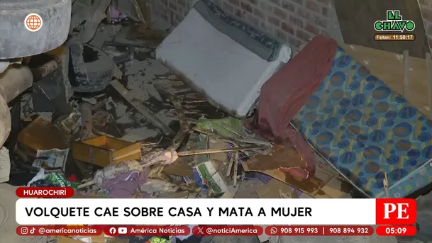 Volquete cae sobre casa y mata a mujer en Huarochirí. Foto: América Noticias