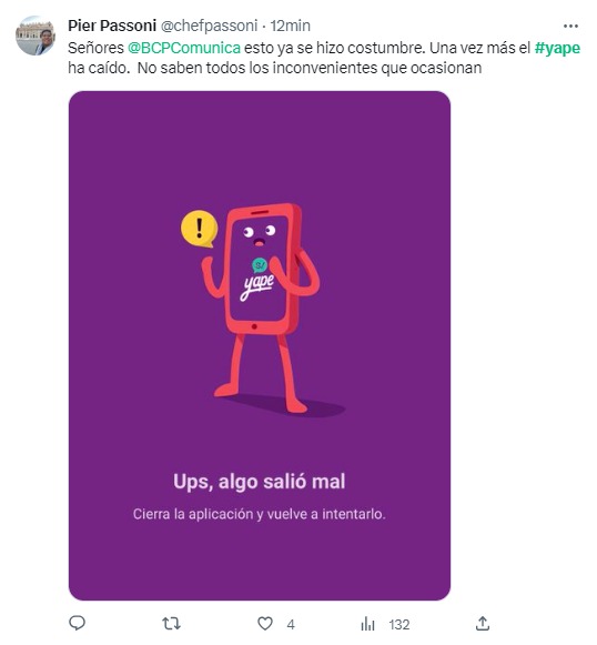 Yape: Usuarios reportan nueva caída de la aplicación de pagos