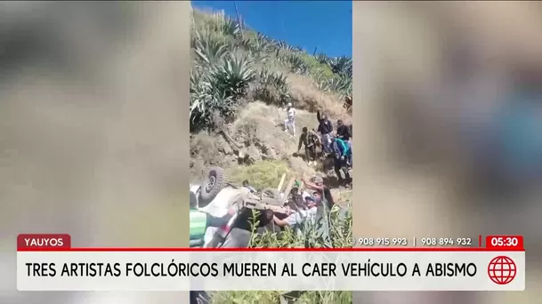 Tres artistas folclóricos mueren tras caer su vehículo a abismo en Yauyos. Foto: América Noticias Tres artistas folclóricos mueren tras caer su vehículo a abismo en Yauyos. Foto: América Noticias