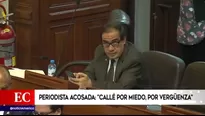 Legisladoras Paloma Noceda y Tania Pariona fueron testigos de la denuncia y le mostraron su apoyo a la periodista. Foto: América