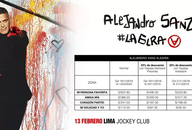 Alejandro Sanz: conoce el precio de las entradas para su concierto en Lima