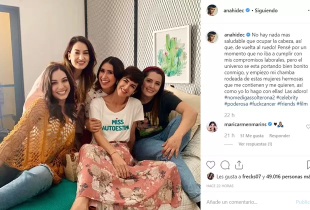 Anahí de Cárdenas se unió al rodaje de 'No me digas solterona 2' 