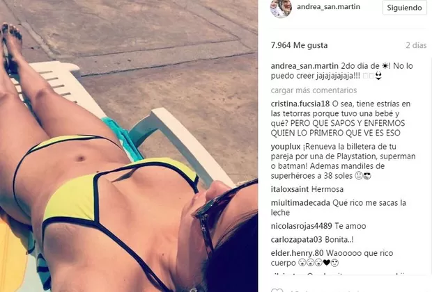 Andrea San Martín compartió su primera foto en bikini tras dar a luz