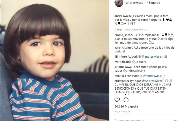 Andrés Wiese festeja su cumpleaños número 34 con tierna foto de su infancia