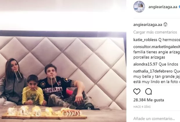 Angie Arizaga y el hijo de Nicola Porcella
