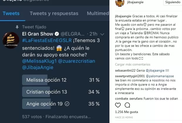 Angie Jibaja indirecta a Melissa Klug