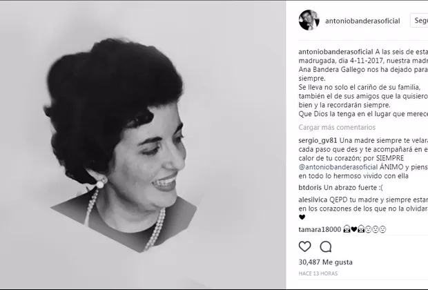Antonio Banderas se despide de su madre con este conmovedor mensaje