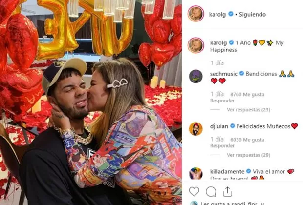 Anuel AA y Karol G primer aniversario