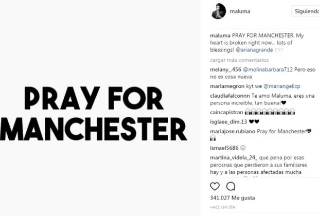 Ariana Grande: el sentido mensaje de Maluma tras atentado terrorista en Mánchester