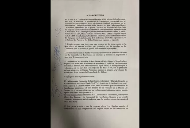 Las Bambas: estos son los 4 acuerdos que llegaron el Gobierno, Fuerabamba y MMG