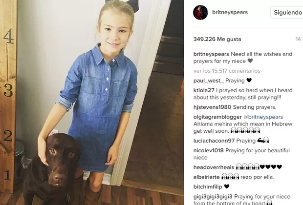 Britney Spears pidió orar por la salud de su sobrina